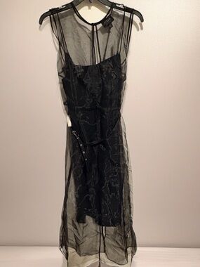 J. Crew Layered Shift Dress in Liquid Organza Color Black Size 10